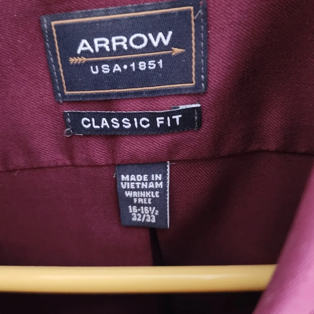 Men's Burgundy Dress Shirt - Picture 2 of 3
